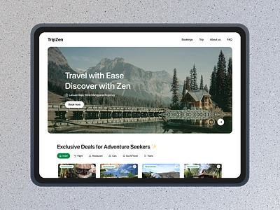 TripZen - Travel Exploration Web clean ui destination explore world graphic design homepage homepage design homepage ui journey planner landing page travel travel inspiration travel landing travel ux travel website trip advisor ui design uiux ux design web ui website design