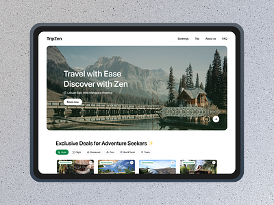 TripZen - Travel Exploration Web clean ui destination explore world graphic design homepage homepage design homepage ui journey planner landing page travel travel inspiration travel landing travel ux travel website trip advisor ui design uiux ux design web ui website design