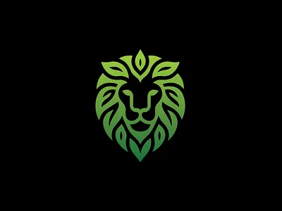 Lion Head Leaf Logo animal creative emblem forest green green lion head leaf leafs lion nature