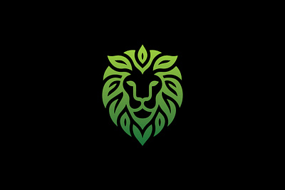 Lion Head Leaf Logo animal creative emblem forest green head leaf leafs lion nature