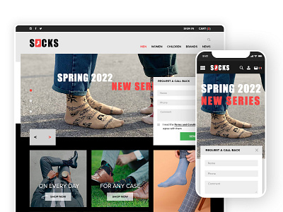 Bright Socks Website online shop ui ux web design