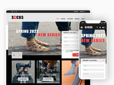 Bright Socks Website online shop ui ux web design