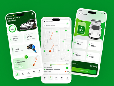 Ev Charging Station Finder App Design automotive charging station electric car electric car app ev apps ev charger finder app ev station ios map mobile app design product design scan smart car station transportation app uiux