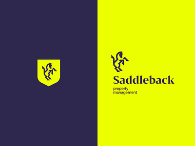 Saddleback animal branding crest heritage horse icon logo design management property reliabilty shield symbol