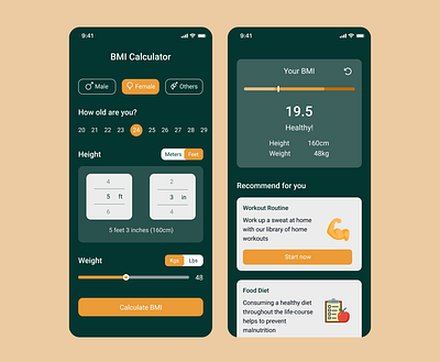 BMI Calculator app design bmi bmi calculator ui