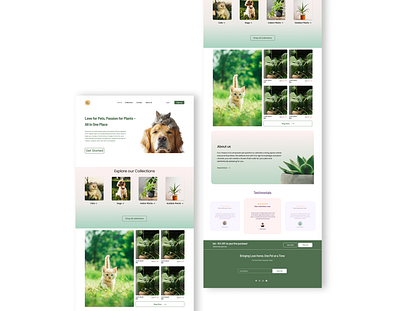 Pets and Plants landing page landing page pets and plants promi tasnim ui uiux ux web page zarin