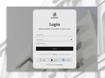 proprietà - Login Page web Design branding clean design designer figma good ux inspiration login page property ui uiux user centered ux web design website