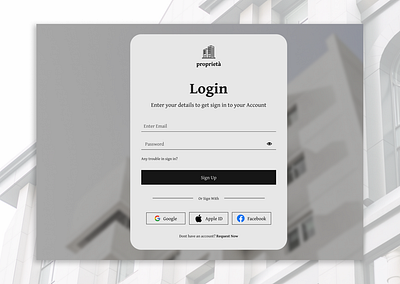 proprietà - Login Page web Design branding clean design designer figma good ux inspiration login page property ui uiux user centered ux web design website