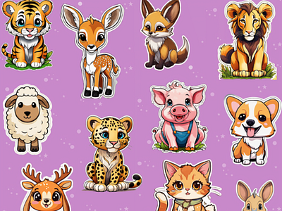 Adorable Animal Stickers Pack | Digital Designs | Perfect for animal animal stickers art artistic animal stickers cartoon animal stickers creative art stickers custom stickers cute animal designs decorative stickers design digital digital download stickers digital stickers figma icons illustration stickers png printable animal stickers sticker sticker design pack