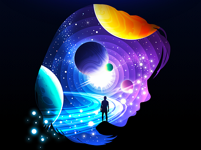 Internal Universe 🪐✨ cosmos galaxy girl illustration inside insideout landscape madewithsketch mind negative negative space planet proart prokopenko stars trend universe