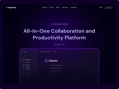 Cypress – All-in-One Collaboration Platform UI darktheme