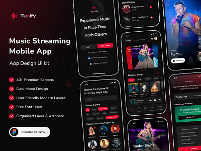 Music Streaming Mobile App UI Design app design app ui app ui design figma mobile app mobile app design music music app music player music streaming music streaming app streaming app ui ui kit uiux ux