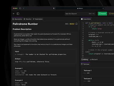 Code Challenge Interface | Stride code editor code interface code ui codechef coder coding coding challenge interface dark theme design kit design system desktop ui language leetcode manthan programming stride test case ui test ui ui web design