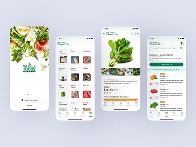 Whole Foods Market App Design app design design ecommerce interaction design mobile app design mockups native mobile app product design retail shopping ui ui design user experience design user interface ux design uxui wireframing