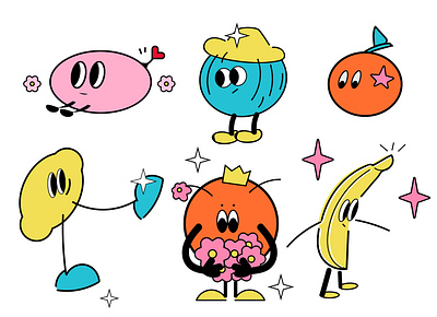 FRUIT CHARACTERS character design characters fruit stickers