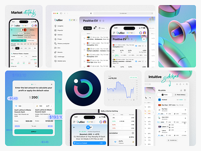 Outlier: Overview app betting bookmaker branding dark design desktop interface light logo logo design mobile modern neon outlier sports ui ux web web design