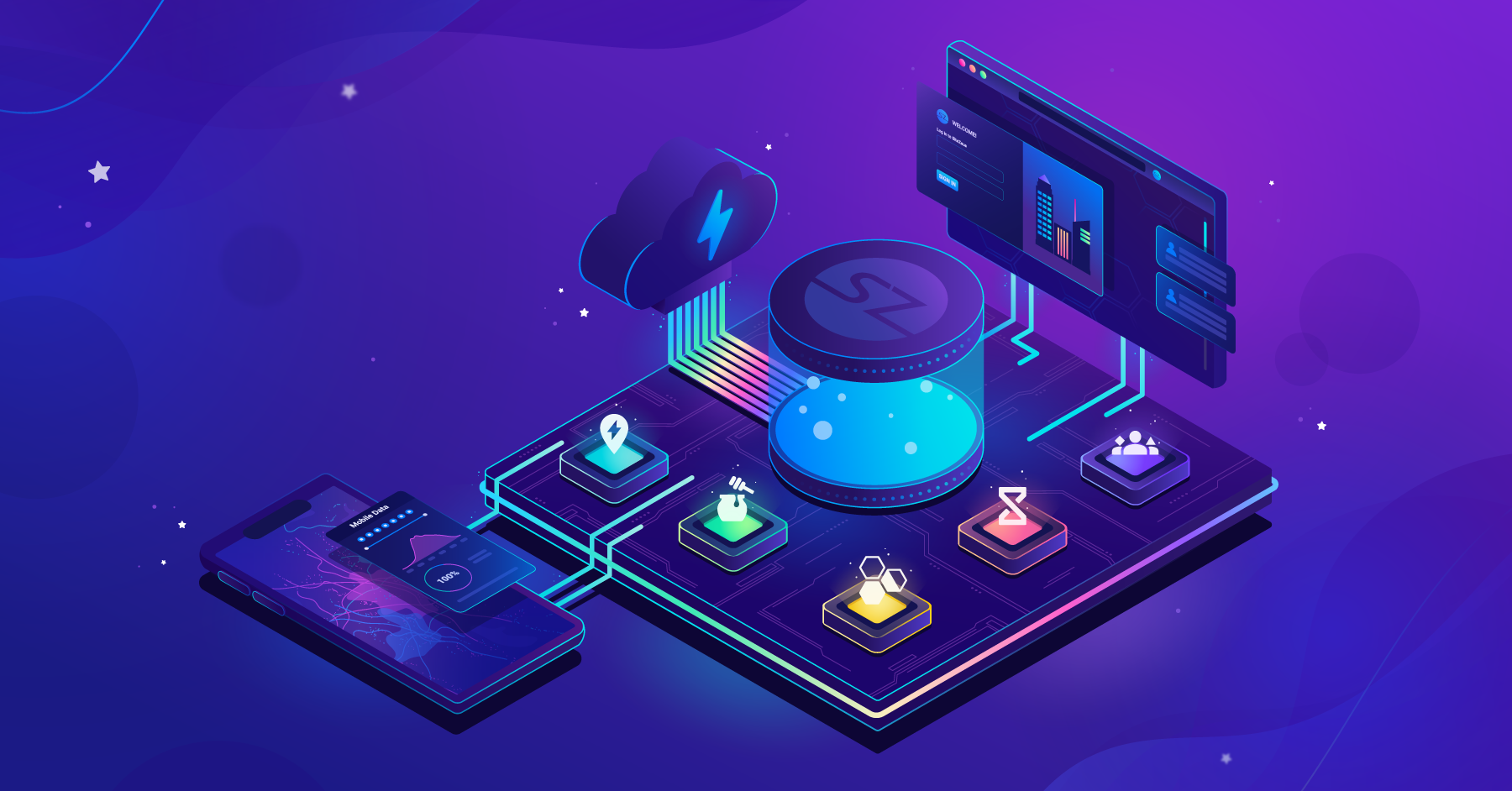 SiteZeus - All Products Graphic adobe illustrator branding design illustration isometric software tech industry technology vector art