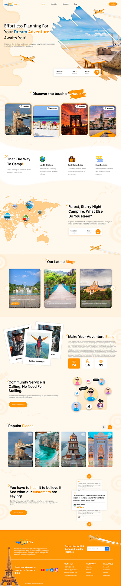 Explore the World – Travel Website UI Design animation design typography ui ux vector web