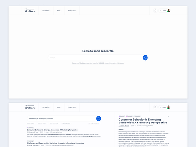 Search Engine for Academic Papers - The Archives animation graphic design hover interaction motion graphics search search ui ux ui ui design ui ux ux ux design