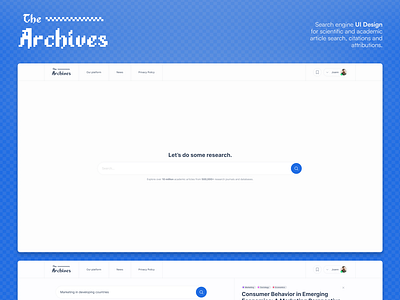 Search Engine for Academic Papers - The Archives animation graphic design hover interaction motion graphics search search ui ux ui ui design ui ux ux ux design