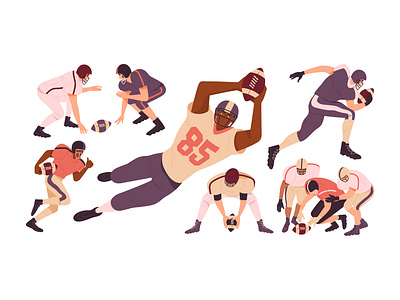 American Football Players Set american football art business illustration cartoon style character design design drawing flat illustration flat style football players graphic design illustration soccer