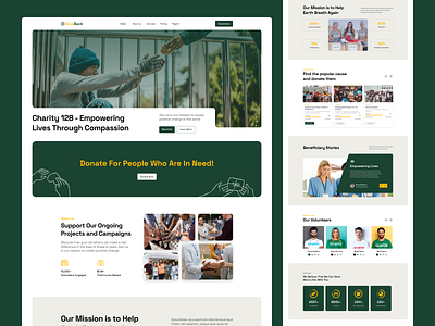 GiveBack - Charity Landing Page charity design donation fullpage landing page template theme ui