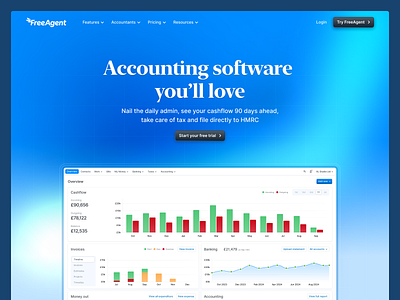 FreeAgent SAAS landing page mockup landing page marketing saas software ui webpage website