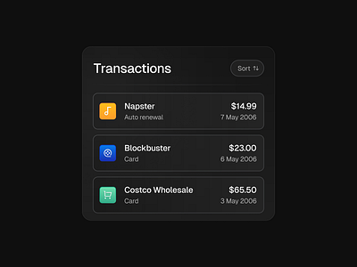 Transactions component finance transaction transaction history ui