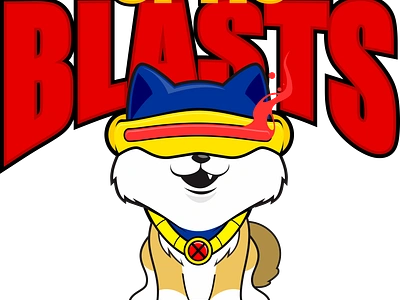 Optic BLAST 2d apparel cartoon character design clothing design comic cute cyclops design dog lover graphic design illustration movie puppy sci fi shiba inu superhero vector x men97