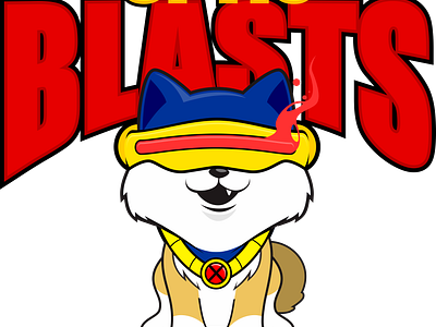 Optic BLAST 2d apparel cartoon character design clothing design comic cute cyclops design dog lover graphic design illustration movie puppy sci fi shiba inu superhero vector x men97