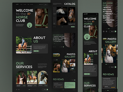 User interface concept for a HORSE CLUB adaptivedesign club concept design figma horse landing landing page logo ui ui concept uiux uiux design uiuxconcept usability user interface userfriendly ux web design