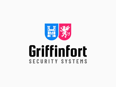 Griffinfort / Security Systems Logo brand branding castle double shield fort graphic design griffin heraldic home illustration logo design logo grids security shield vector