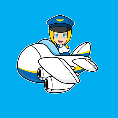 Muslim Pilot Girl 2d apparel cartoon clothing design cute design drawing girl graphic design illustration islam kids muslim pilot plane sky vector