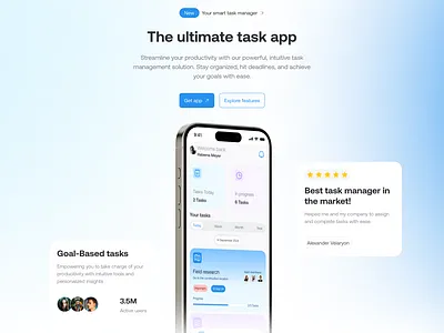 Task manager app concept app concept landingpage ui