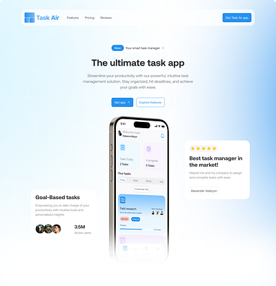 Task manager app concept app concept landingpage ui