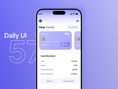 Designed a blocked payment card screen design product design ui ux