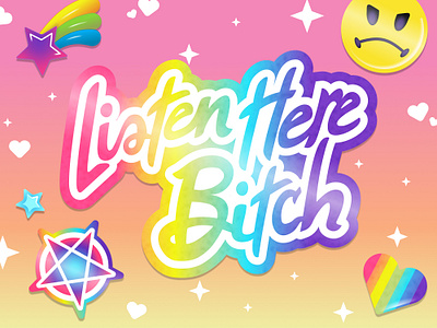 Listen Here, Lisa graphic design lisa frank parody rainbow