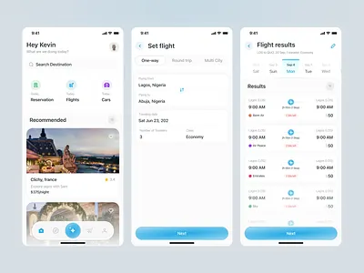 Flight booking process design flow for a mobile device design figma illustration minimalist mobile ui ux web