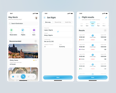 Flight booking process design flow for a mobile device design figma illustration minimalist mobile ui ux web