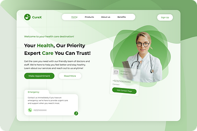 CureX - Medical Website Design design designer developer doctor figma frontend fullstack graphic design herosection landingpage medical ui uidesign uiux ux uxdesign web webdesign webdeveloper website