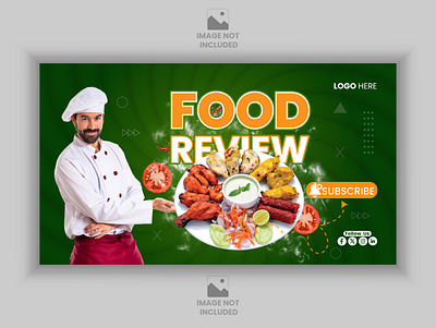 Food Youtube Thumbnail Design branding design food graphic design modern review vector youtube thumbnail