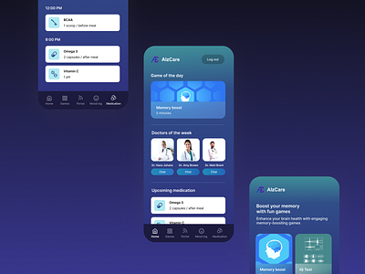 AlzCare: Healthcare app app dementia healthcare mobile ui ux