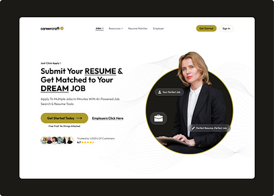 AI job finder landing page ai hero section landing page resume ui ui design ux ux design web design