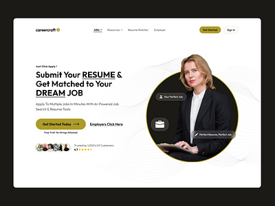 AI job finder landing page ai hero section landing page resume ui ui design ux ux design web design