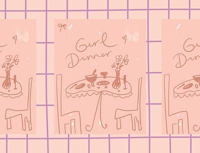 girl dinner illustration brand design brand identity branding branding inspo chairs color palette cute design cute graphic design cute table design inspo girl aesthetic girl dinner girly vibes graphic design illustration illustration art illustration design logo design meals