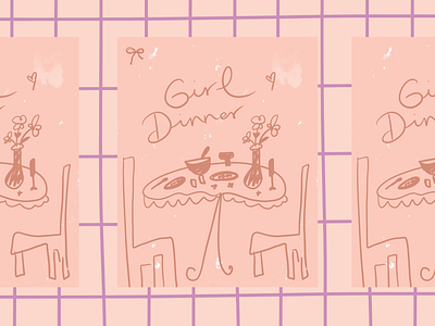 girl dinner illustration brand design brand identity branding branding inspo chairs color palette cute design cute graphic design cute table design inspo girl aesthetic girl dinner girly vibes graphic design illustration illustration art illustration design logo design meals