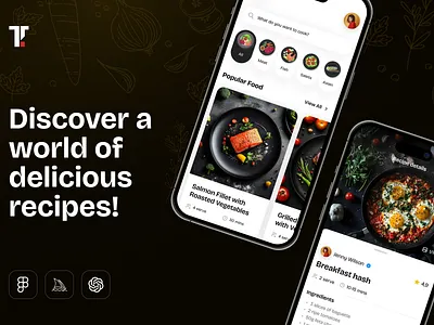 Recipe App Landing Page – Mobile UI Design chef channels cooking food app landing page mobile app recipe app recipe purchase ui design