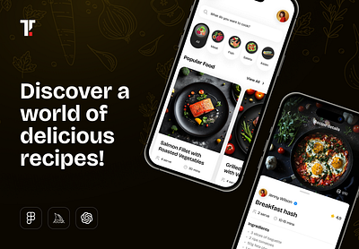 Recipe App Landing Page – Mobile UI Design chef channels cooking food app landing page mobile app recipe app recipe purchase ui design