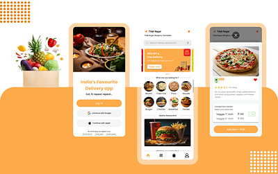 Food Ordering Application app design food ordering home screen onboard ui ux