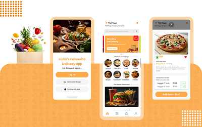 Food Ordering Application app design food ordering home screen onboard ui ux